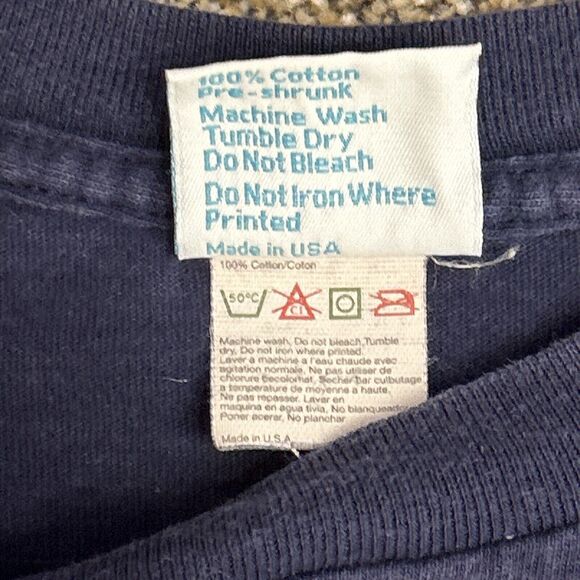 VTG Mens XL T-Shirt Peacock Papers Retired Graphic Single Stitch Tee Navy Blue - Picture 4 of 8